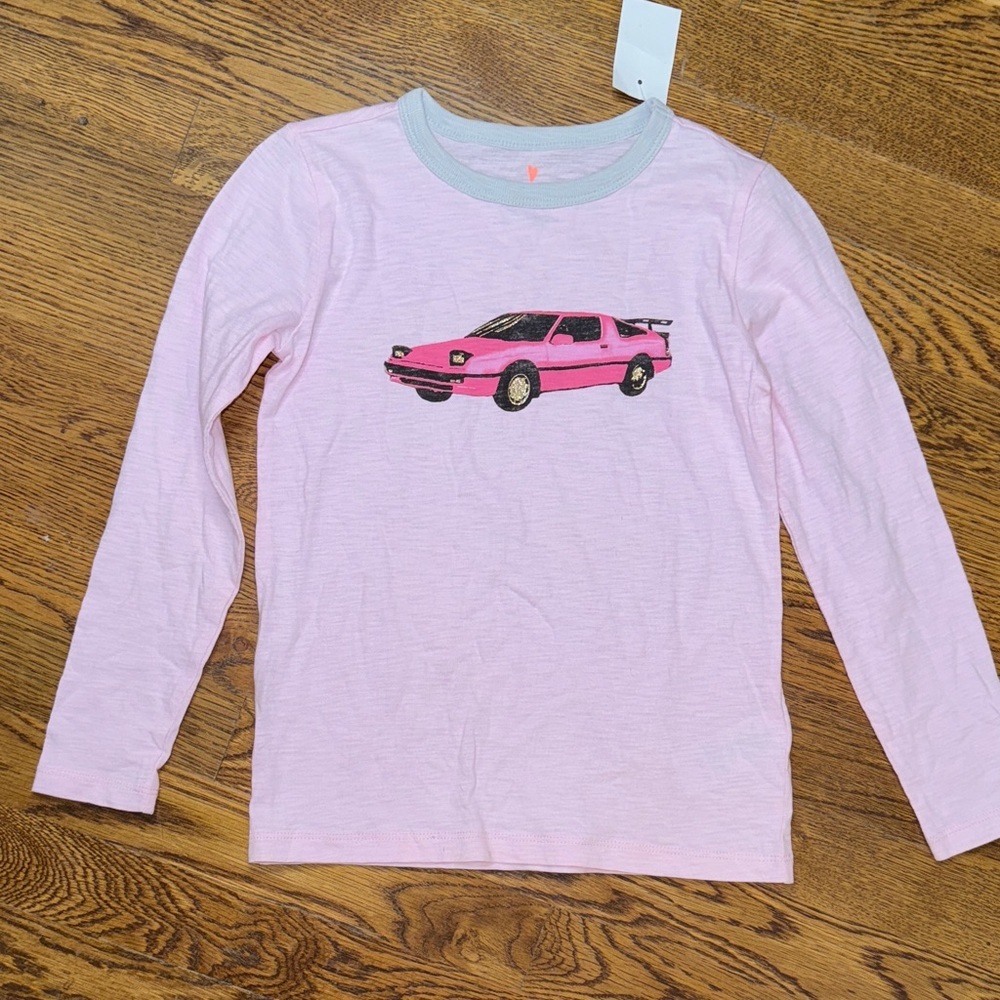 Crewcuts Pink Long Sleeve Tee with Car Graphic